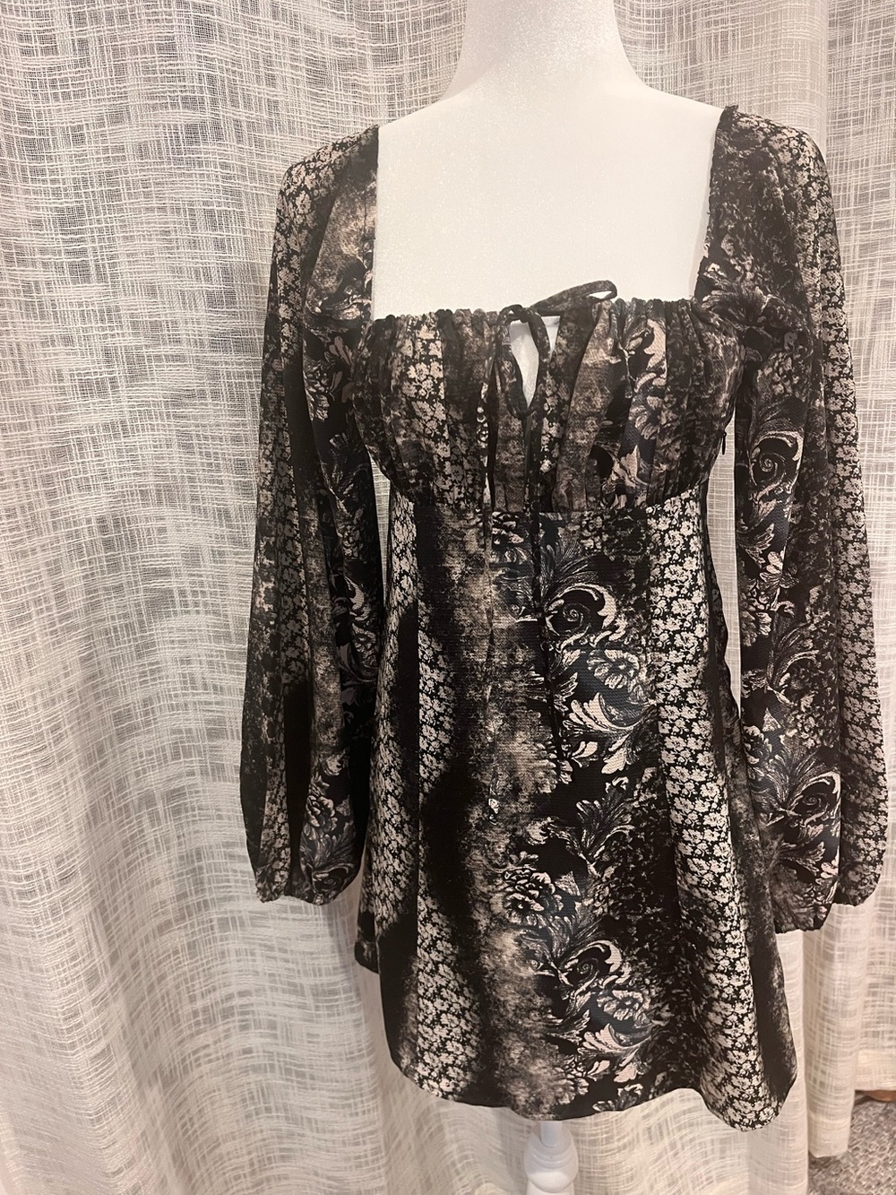 NWT Urban Outfitters Vivienne Black Long Sleeve Mini Dress Small Whimsigoth